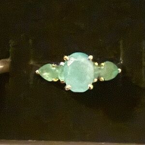 Bespoke Natural Emerald 5 stone Gemstone Ring in 925 Sterling Silver - Size 8